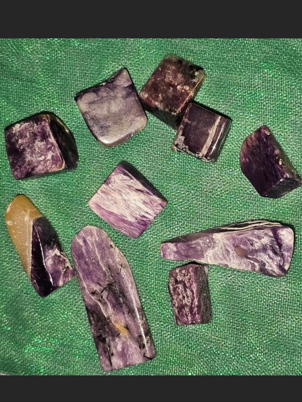 🖤OFFERS OKAY! RARE SIBERIAN CHAROITE LOT (10) Natural Chatoyant Purple Crystals